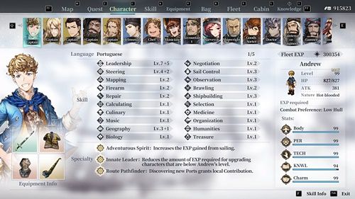 Sailing Era CHARACTER TAB